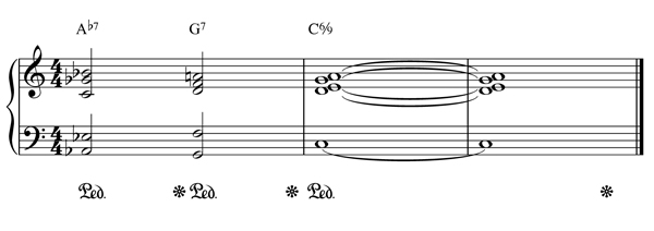 piano jazz accords subsitution au trioton VIb-V7-I69-C