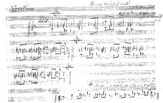Manuscrit de Vexations Vexations : manuscrit du compositeur