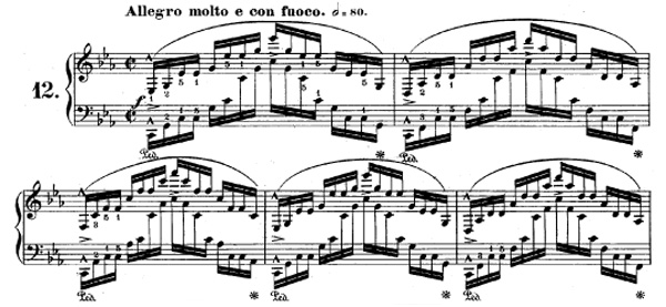 Partition d'une étude de Chopin etude-opus-25-12